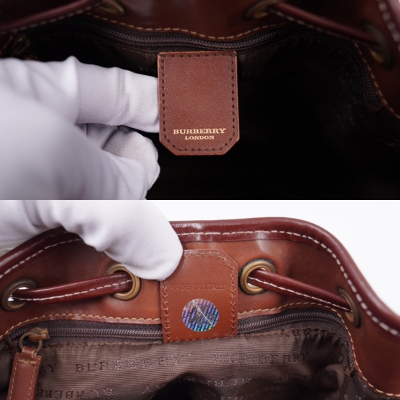 U15❤️ BURBERRY Haymarket Check Drawstring Bucket Bag - Picture 6 of 14